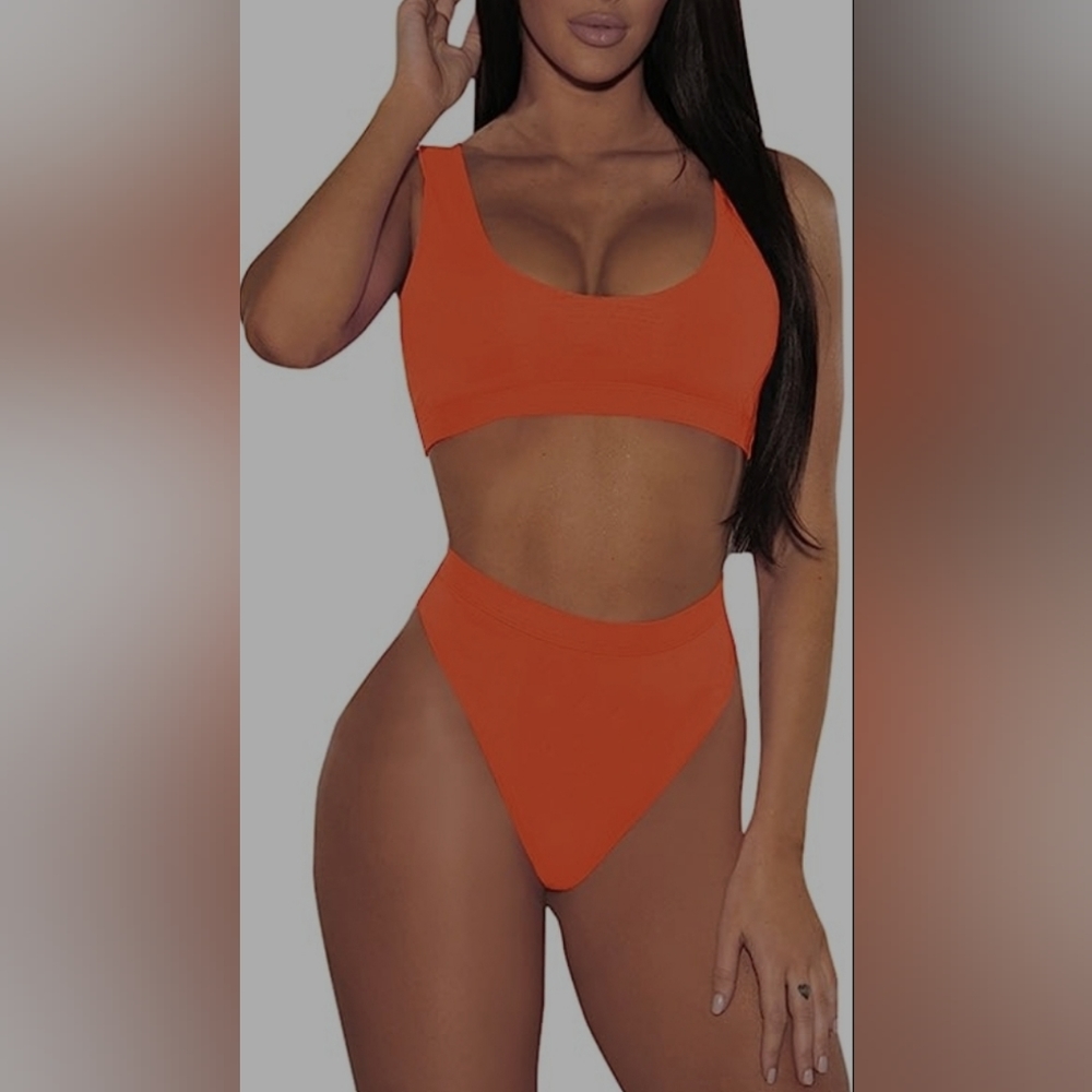 Pink Queen Women's Crop Top High Waisted Cheeky Bikini Set Two Piece Swimsuits